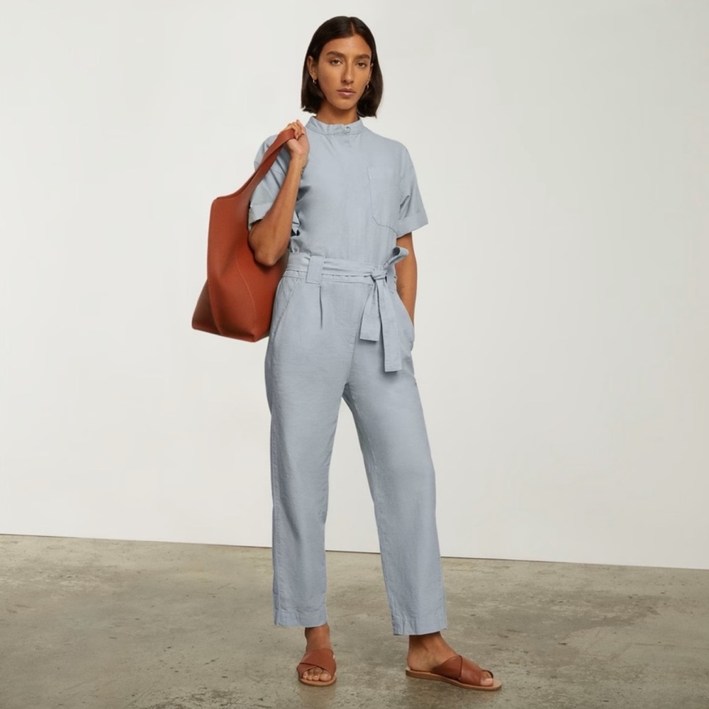 Everlane The Fatigue Short-Sleeve Jumpsuit In Sky